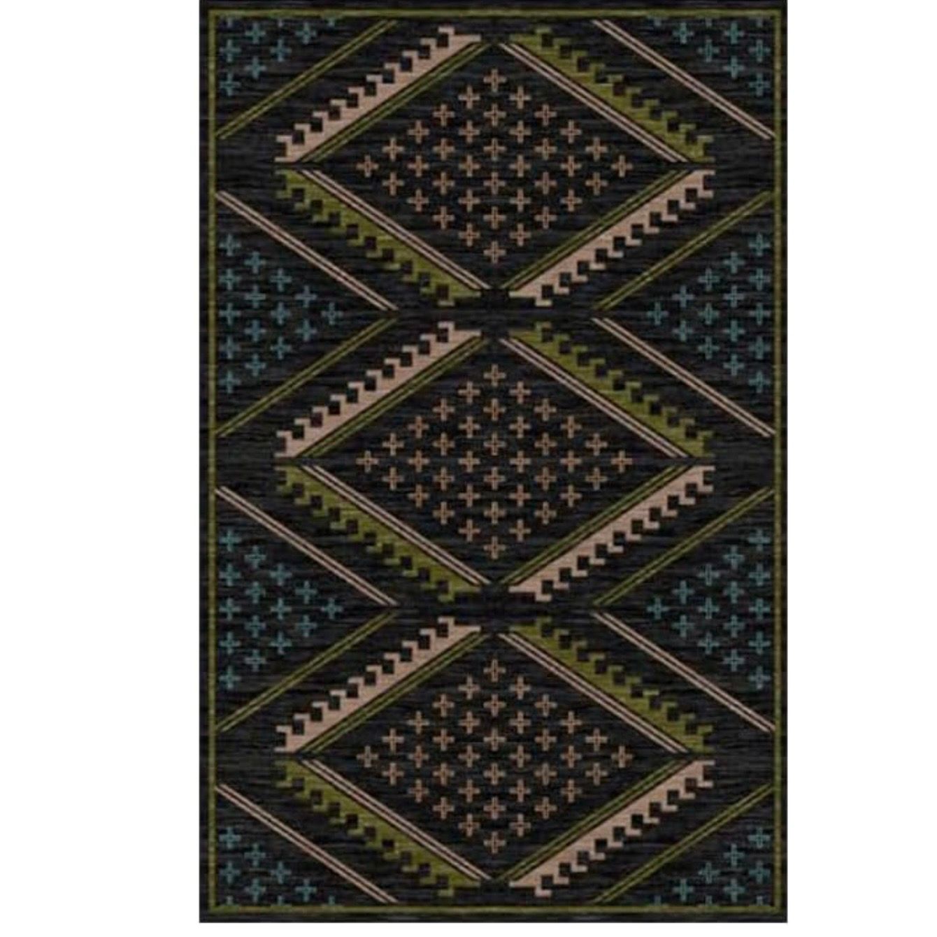 2x6 Striped Soft Indoor Floor Mat for Bedroom Black