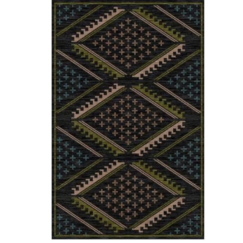 2x6 Striped Soft Indoor Floor Mat for Bedroom Black