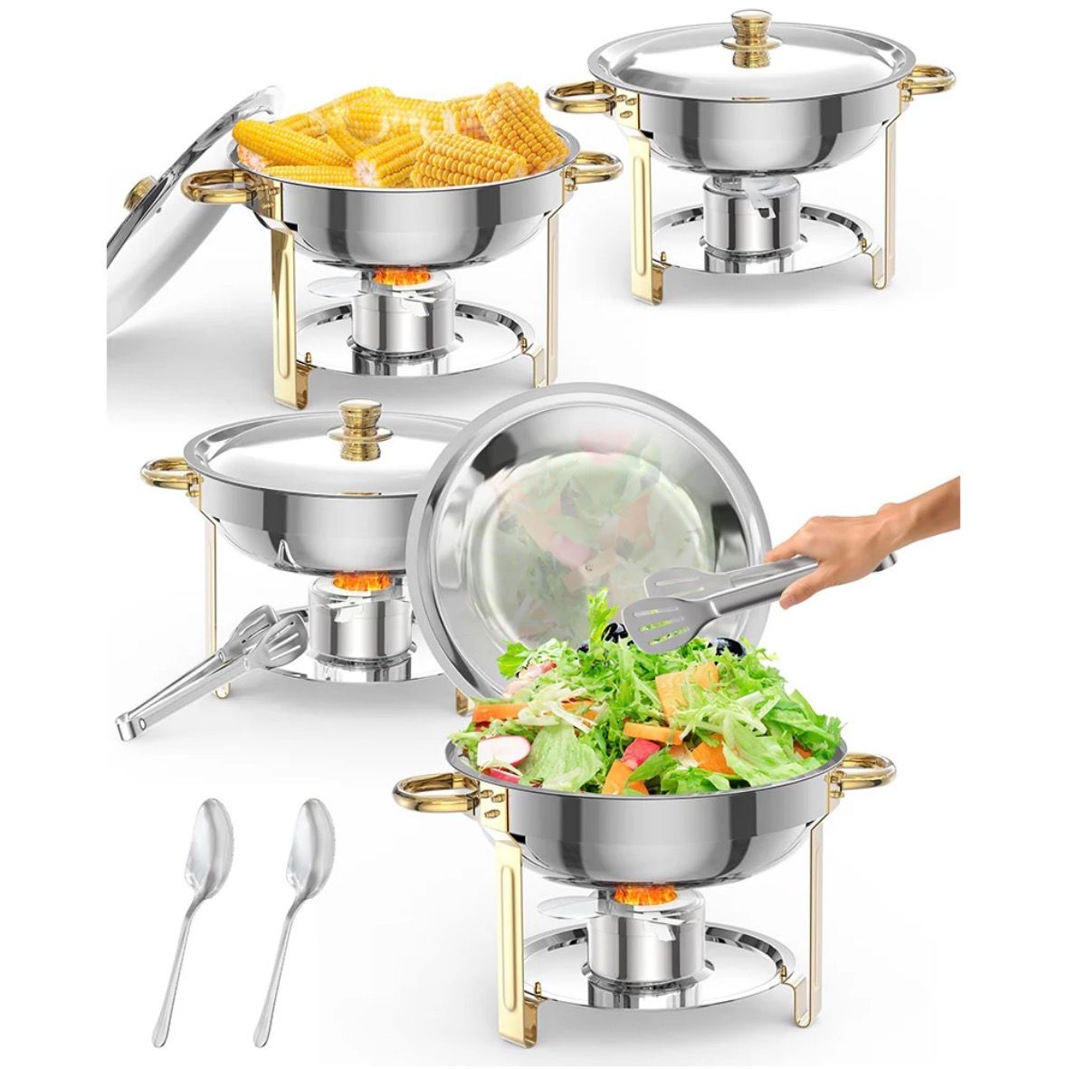 5QT Round Chafing Dish Buffet Set (4 Pack)
