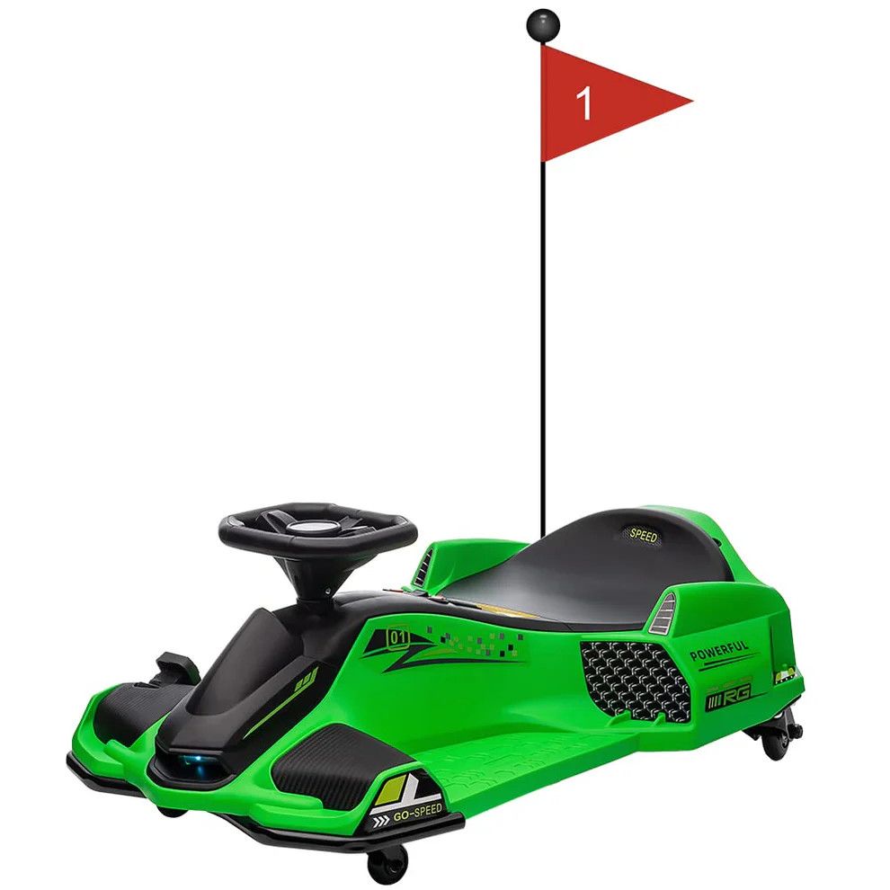 24v 360 Degrees Rotating Ride On Drift Car - GREEN