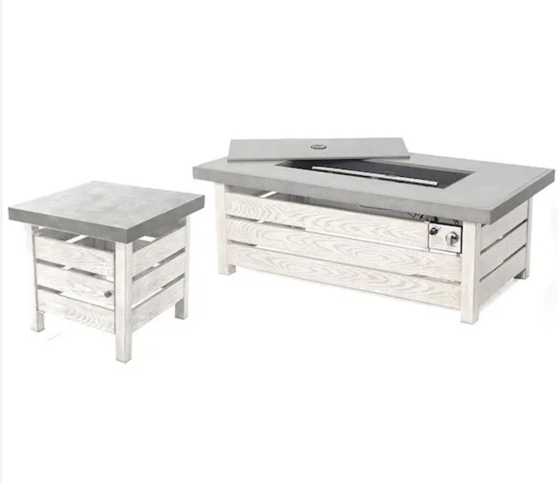 48” propane White Firepit