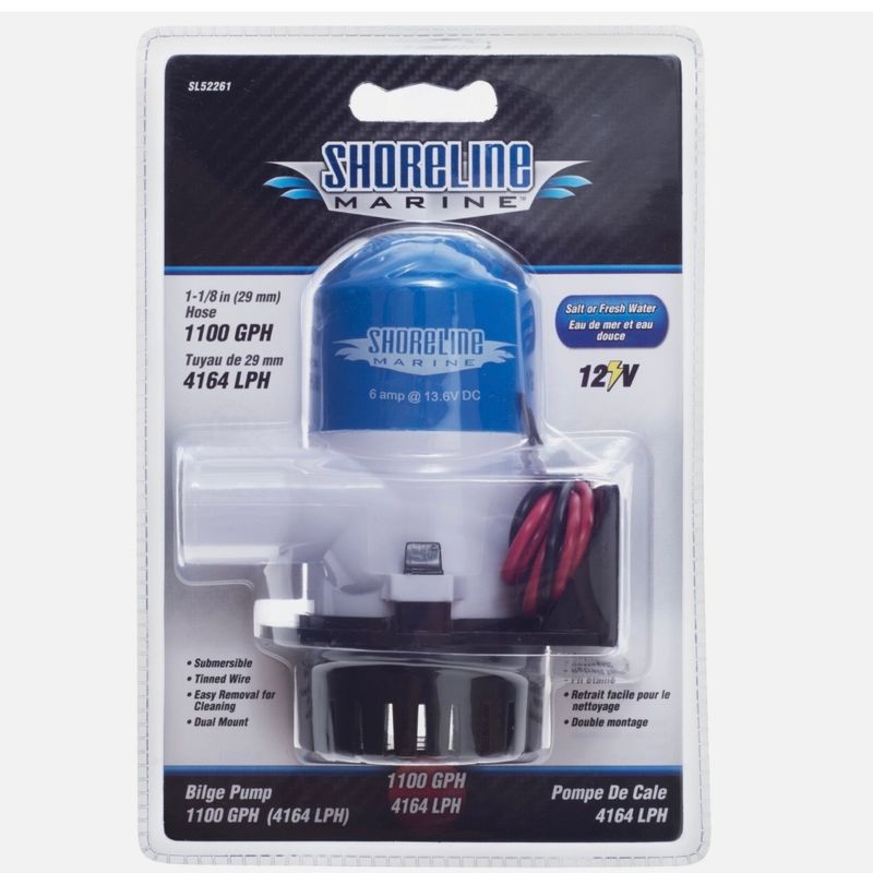 SL52261: SHORELINE MARINE 12V 1,100GPH UNIVERSAL MOUNT