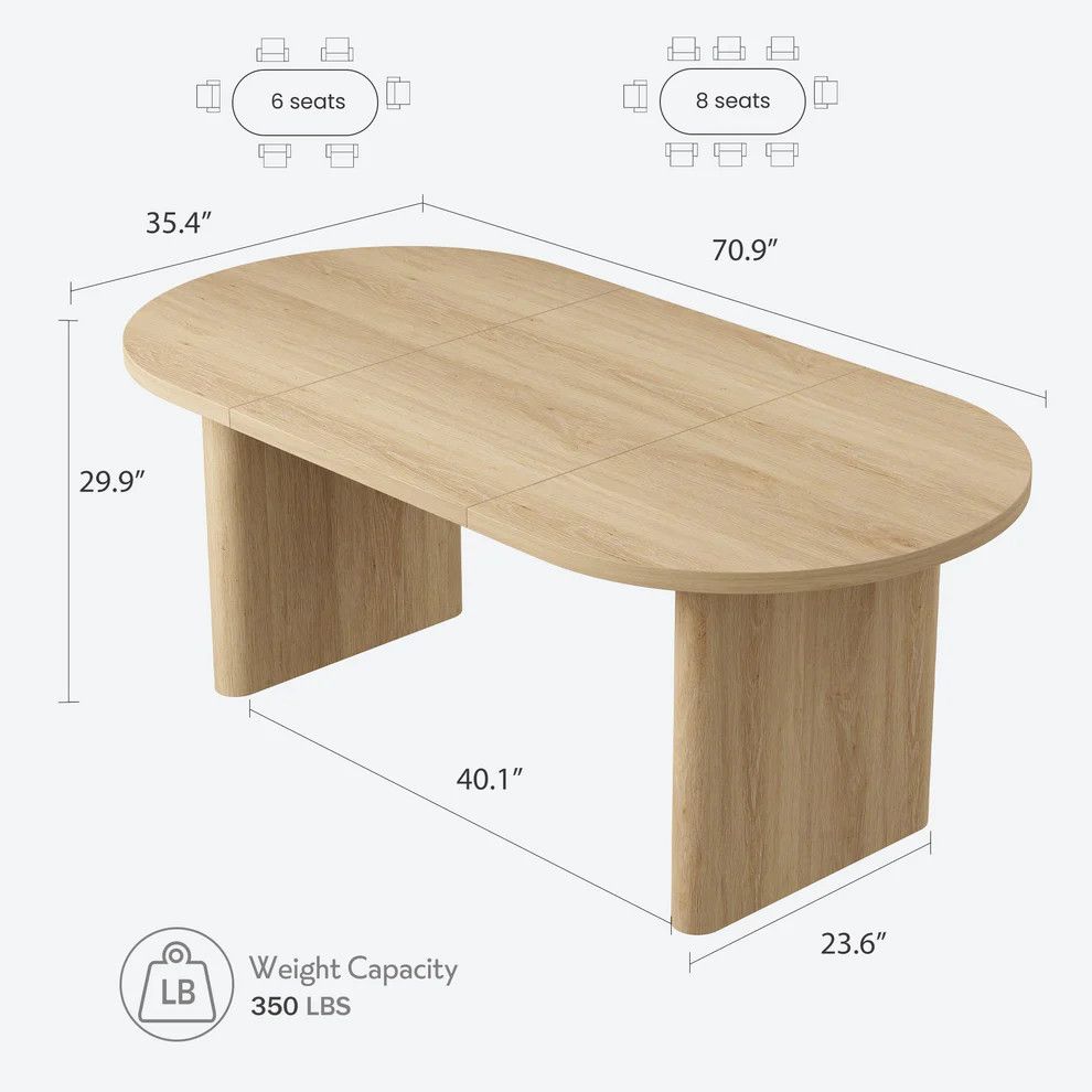 70.8" Modern Oval Wood Dining Table