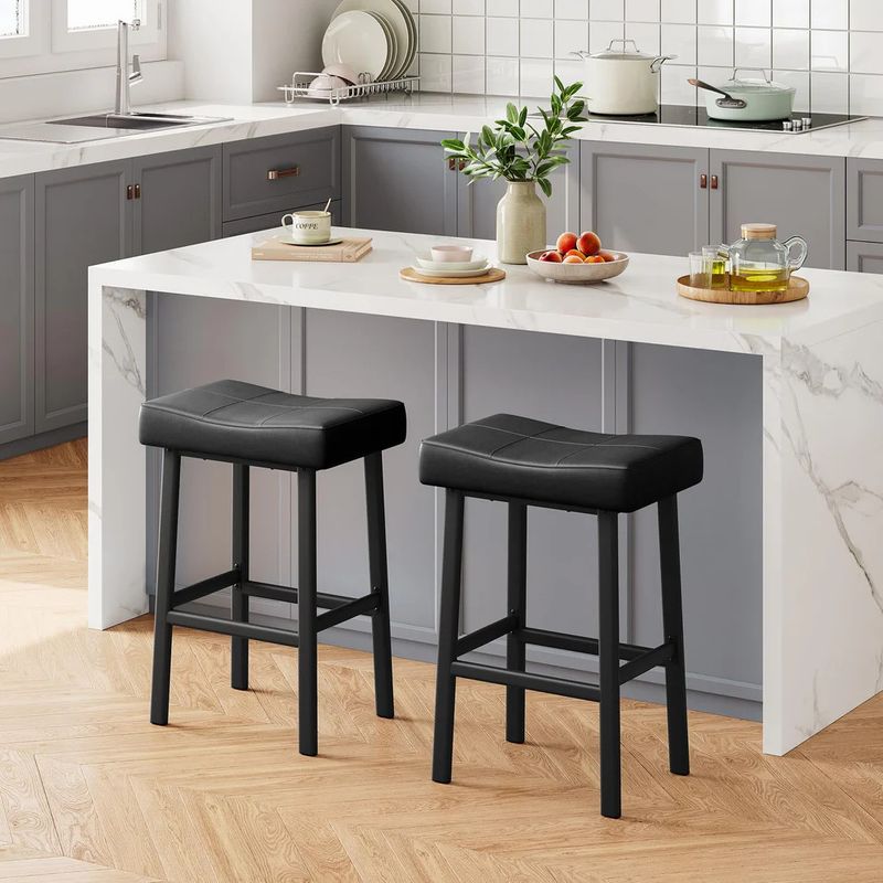 29 Inch Backless Saddle Barstools Set of 2