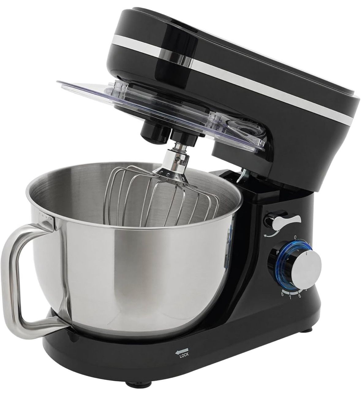 Aucma Stand Mixer,8.5QT 900W Tilt-Head, Large Capacity Kitchen Electric Mixer with Dough Hook, Wire Whip &amp; Beater (Black, 8.5QT)