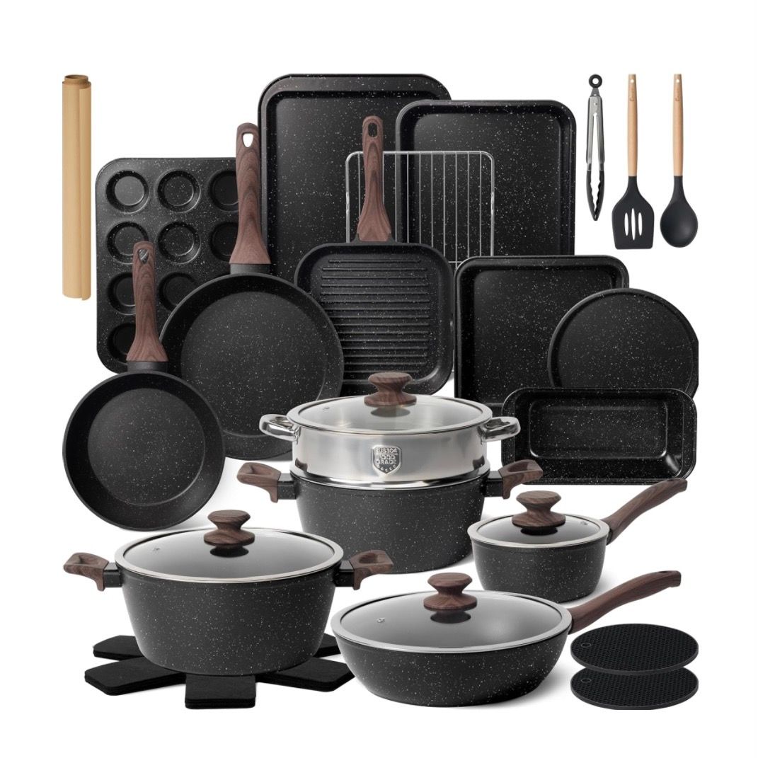 Kikcoin Pots and Pans Set Non Stick 31 Piece Kitchen Set