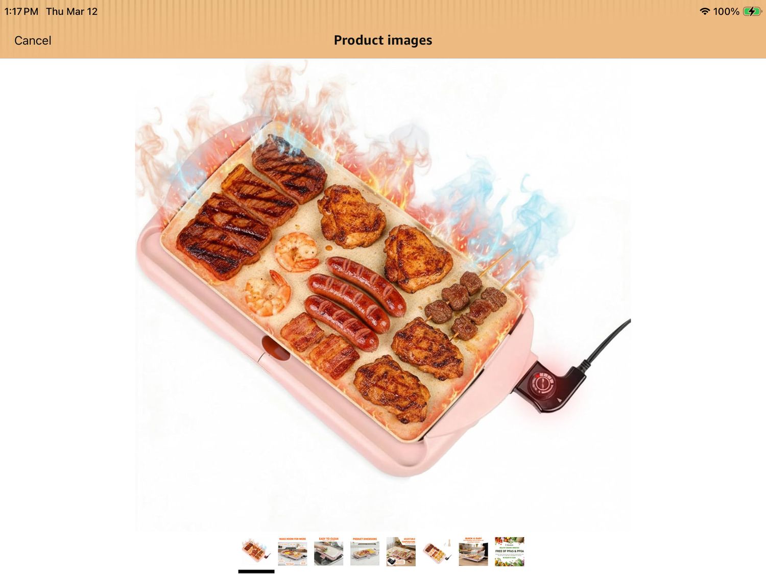 I-Keukenn 20" Electric Griddle, Ceramic Non-Stick Baking Pan