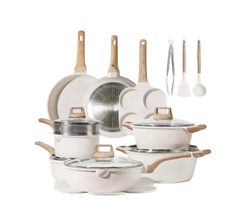 CAROTE 21Pcs Set,  White Granite,  Induction Cookware - Non Stick