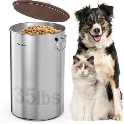 Paw Libero 35 Lbs Stainless Steel Dog Food Storage Container