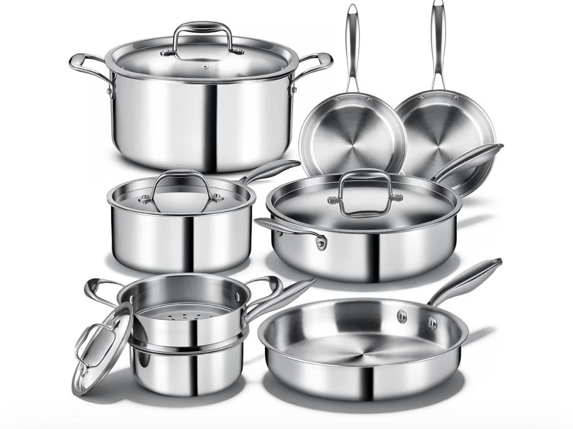 Triple Ply Stainless Steel 12 Piece Induction Cookware set