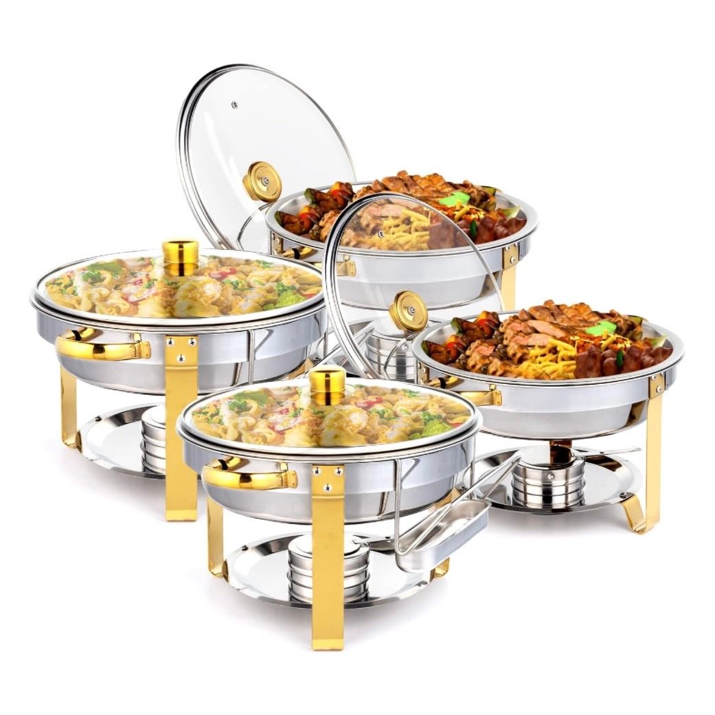 ROVSUN 5QT 4 Packs Chafing Dish Buffet Set Gold Accent