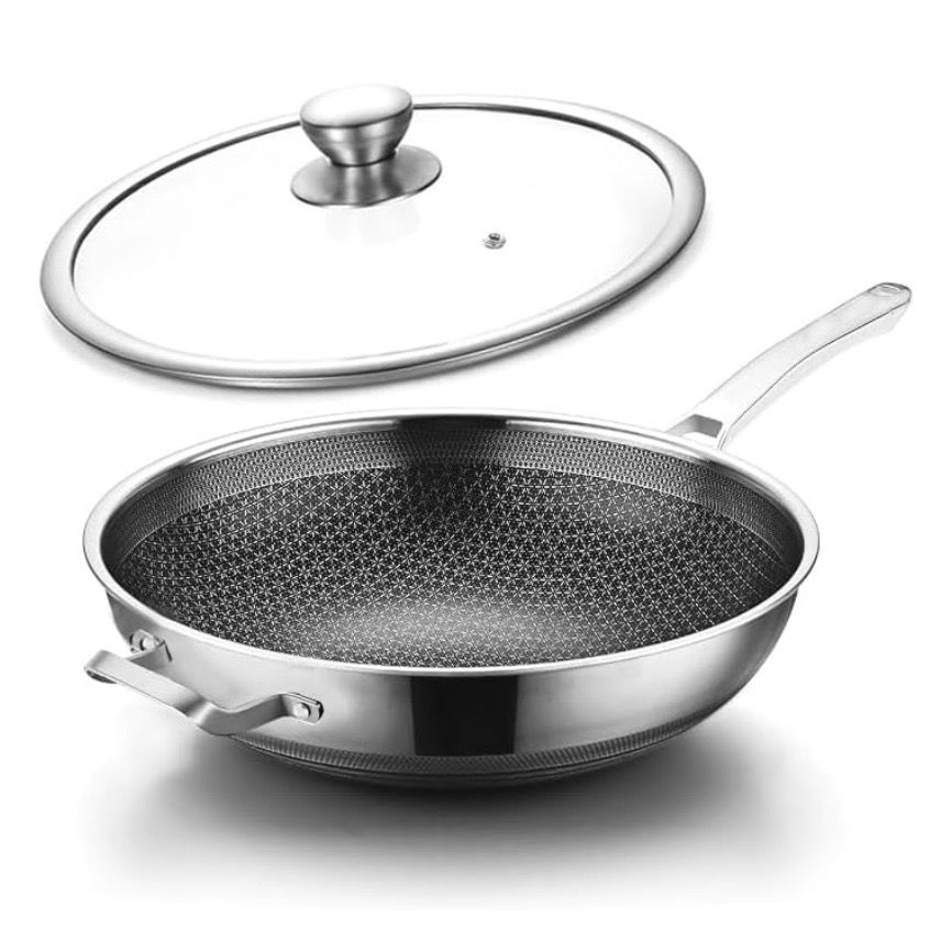 Toutrop Wok Pan,Hybrid Nonstick 14 Inch Wok with Lid