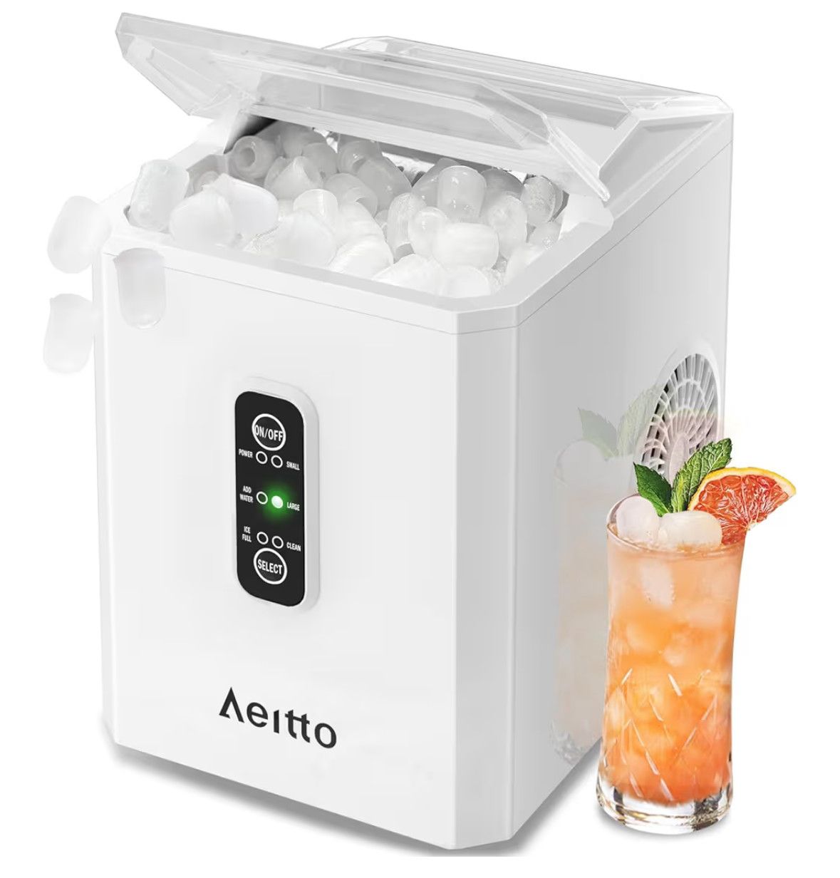 Aeitto Ice Makers Countertop, 26Lbs/24H, 9 Ice Cubes Release in 6 Mins