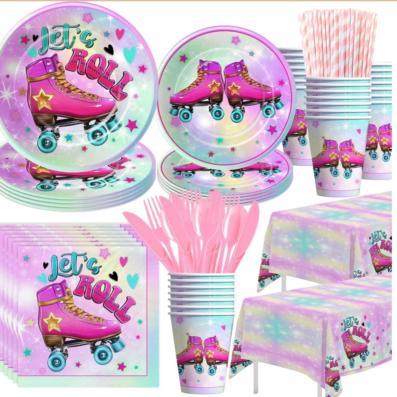 APOWBLS Roller Skating Party Supplies For Girl