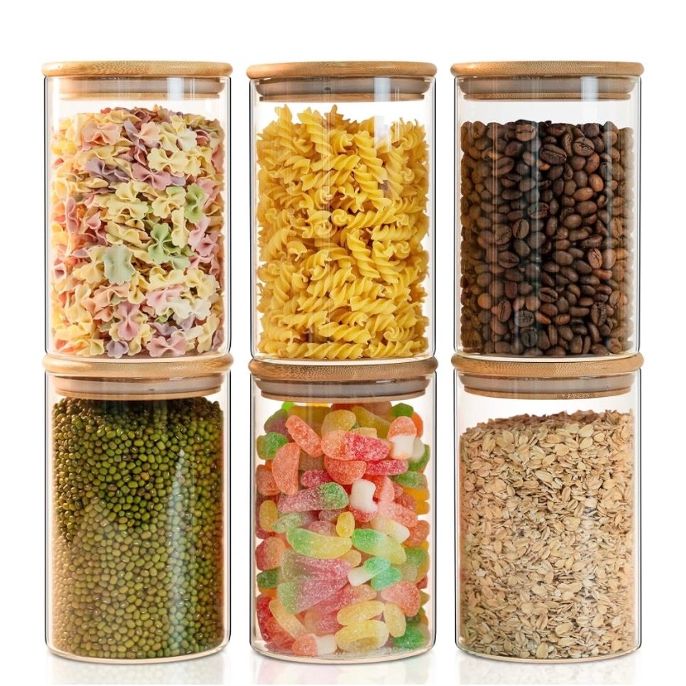 Liuruiyu 50oz Glass Food Storage Jars Set of 6