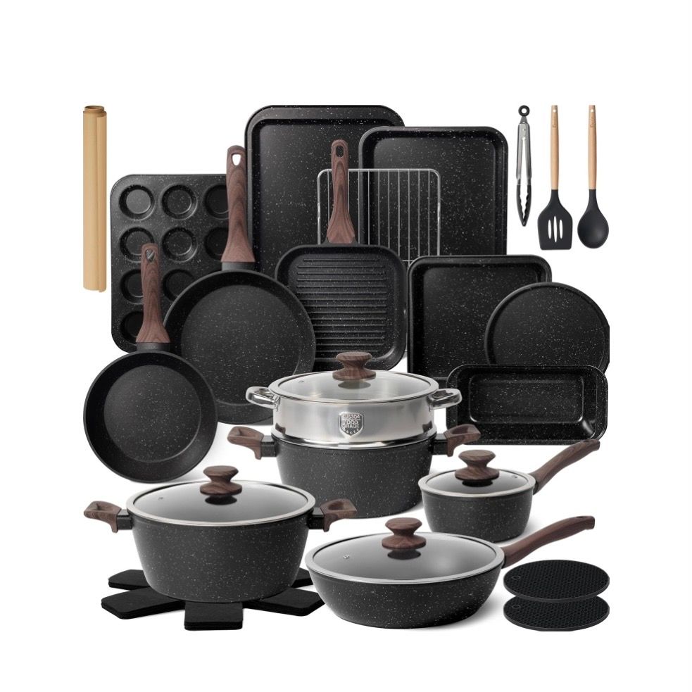 Kikcoin Pots and Pans Set Non Stick 31 Piece Cookware Sets