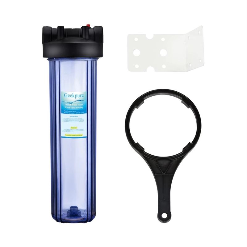 Geekpure 20 Inch Clear Whole House Water Filter Housing - 1" NPT Brass Port (1)