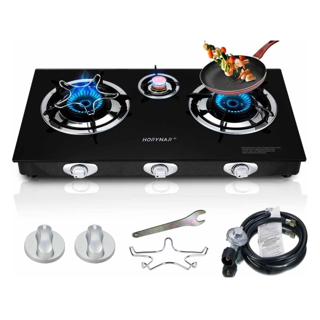 Propane Stove 3 Burner, Auto Ignition, Gsa Stove 28,000 BTU