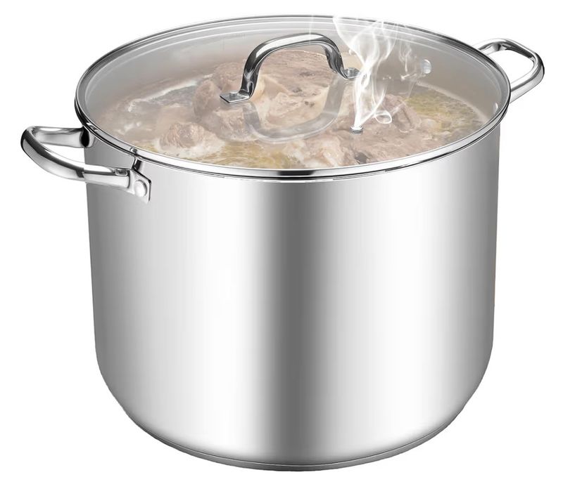 TeamFar Stainless Steel Stock Pot, 24QT Large Stockpot Tri-ply Bottom