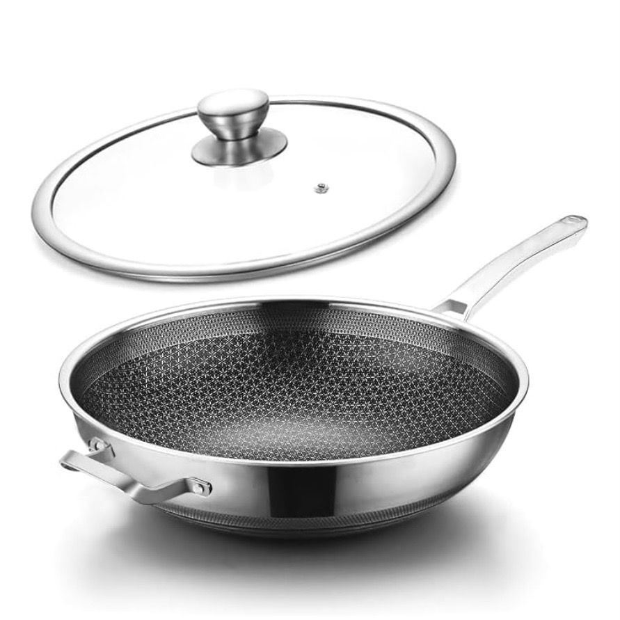 Toutrop Wok Pan,Hybrid Nonstick 14 Inch Wok with Lid