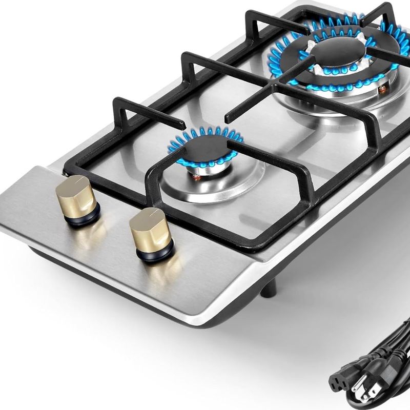 Llamaviva Gas Stove 12 Inch, Propane Cooktop 2 Burner