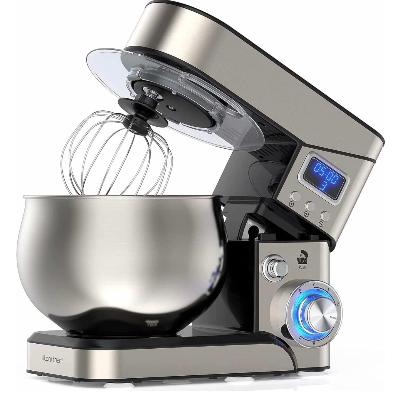 Stand Mixer, Stainless Steel Mixer 5.3-QT LCD Display Food Mixer