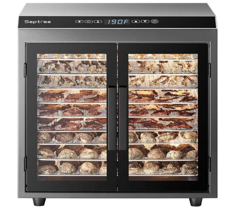 Septree Beef Jerky Dehydrator Machine, 9 Large Trays Double Door