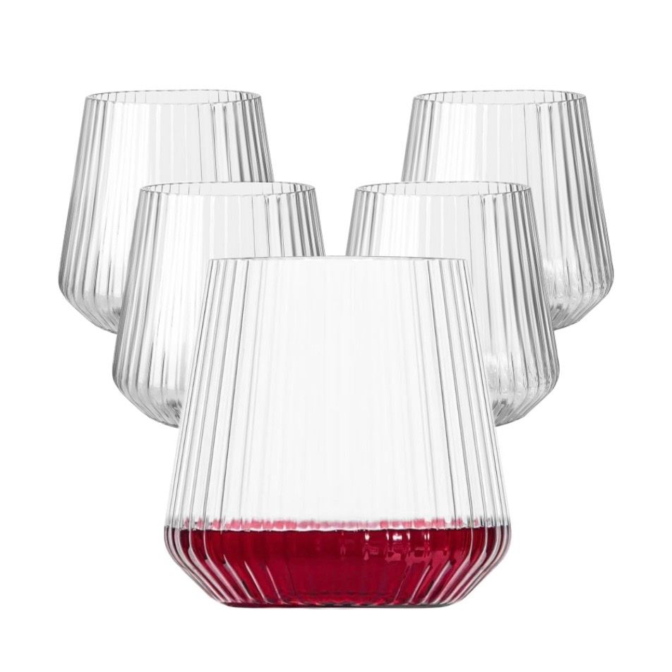 40 Pack Plastic Ribbed Wine Glasses, 14Oz
