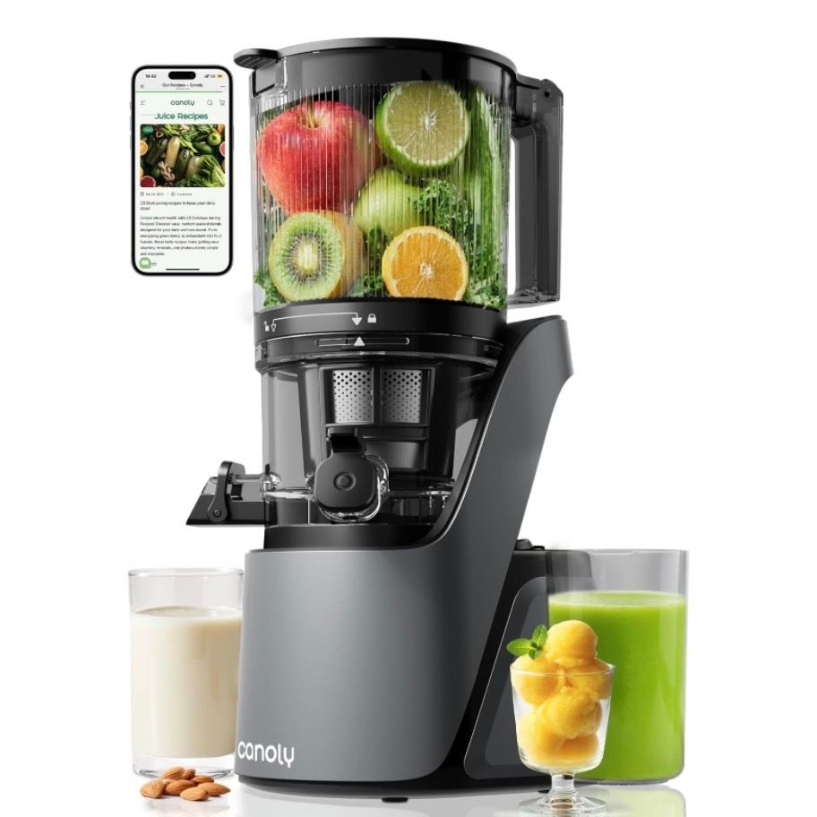Canoly C16 Cold Press Juicer, 6" Extra Wide Feed Chute, 3-IN-1 Strainers