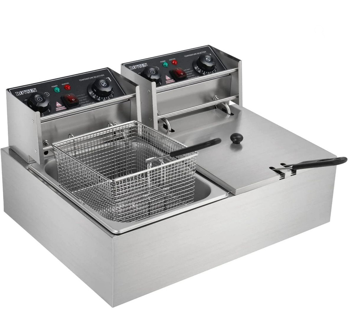 Commercial Deep Fryer, Stainless Steel (Double Fryer 20L)
