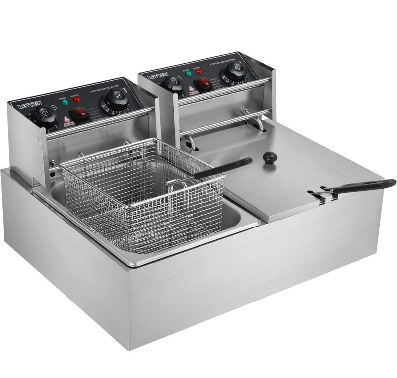 Commercial Deep Fryer, Stainless Steel (Double Fryer 20L)