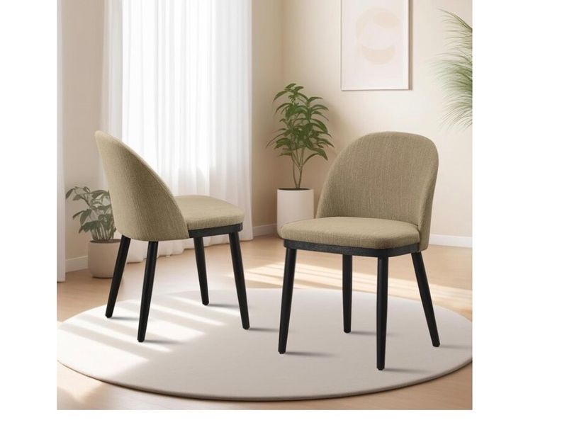 Modern Fabric Dining Chairs [Set of 2] Camel