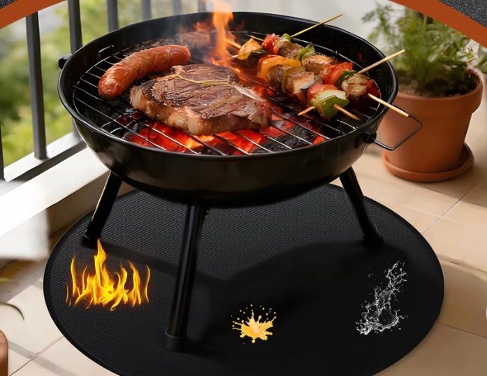 Fire Proof - Fire Pit Deck Protector – Black, 48-Inch