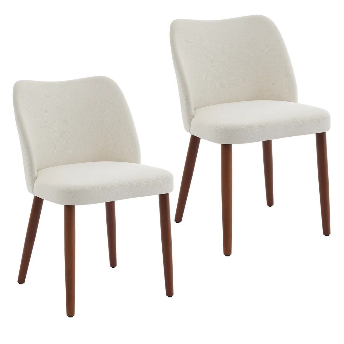 Set of 2 Mid Century Modern Linen Dining Chairs