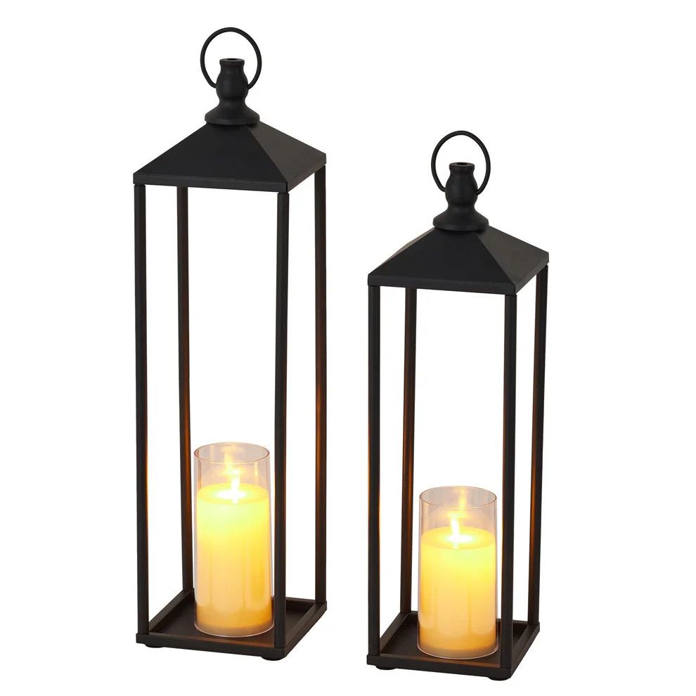 19"+22" Black Candle Lanterns