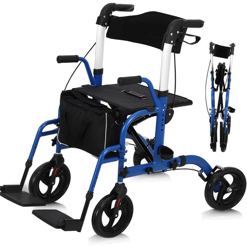 2-in-1 Folding Walker &amp; Transport Chair