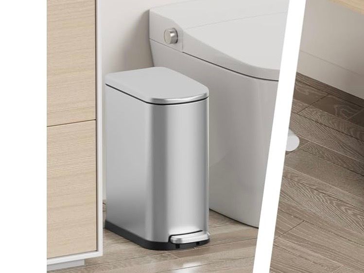 2.6 Gal Bathroom Trash Can,  10L, Stainless Steel