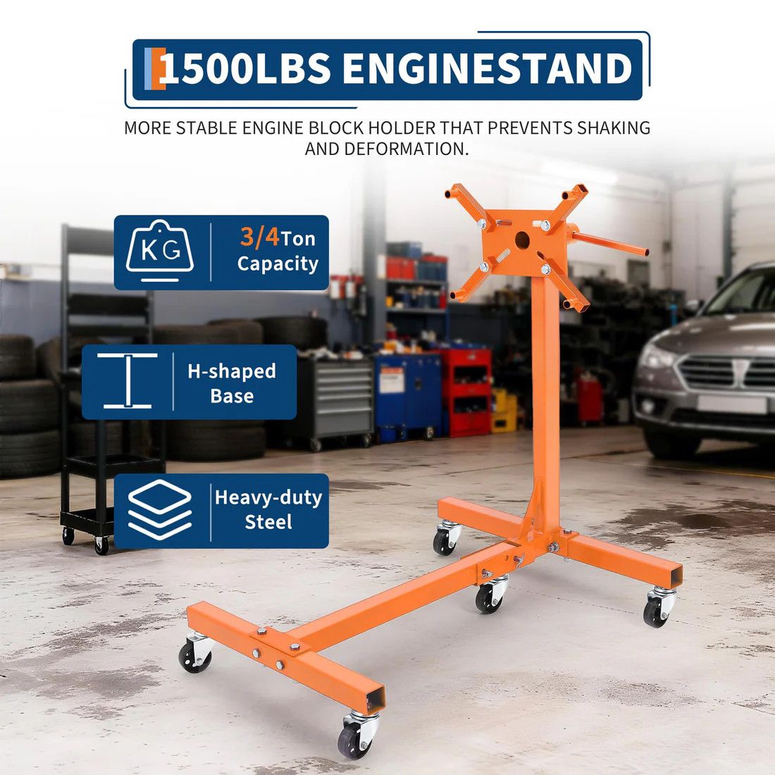 1500lbs Engine Stand Rotating Folding MISSING ONE WHEEL