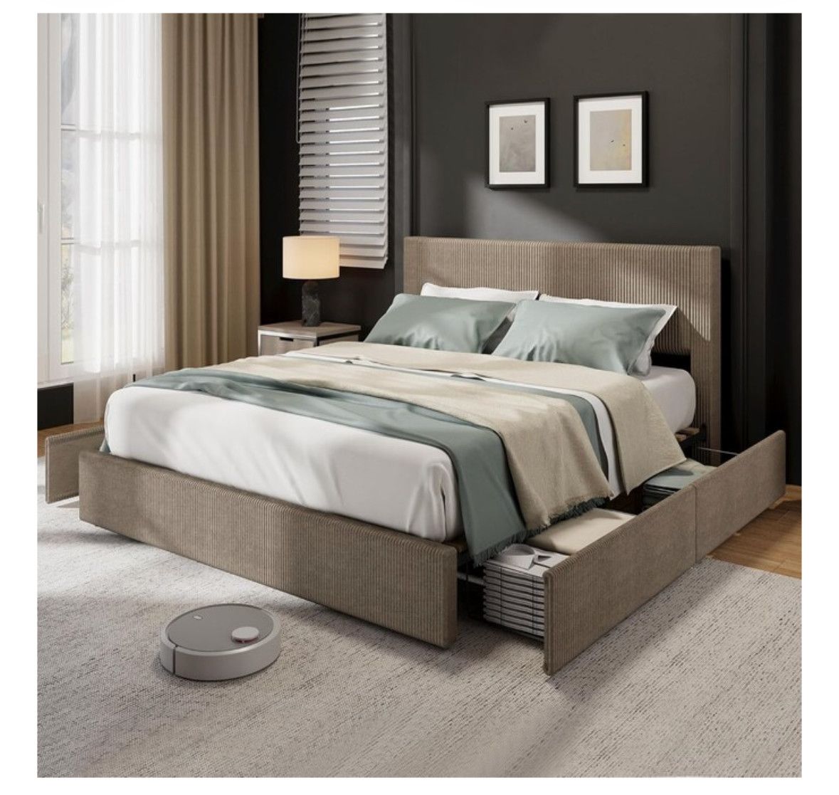 QUEEN size platform bed with 4 drawers