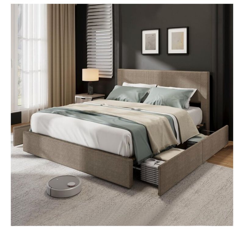 QUEEN size platform bed with 4 drawers