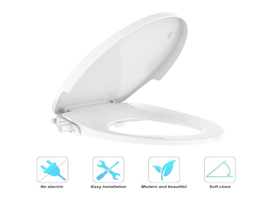 Bidet Toilet Seat Round Non-Electric, White