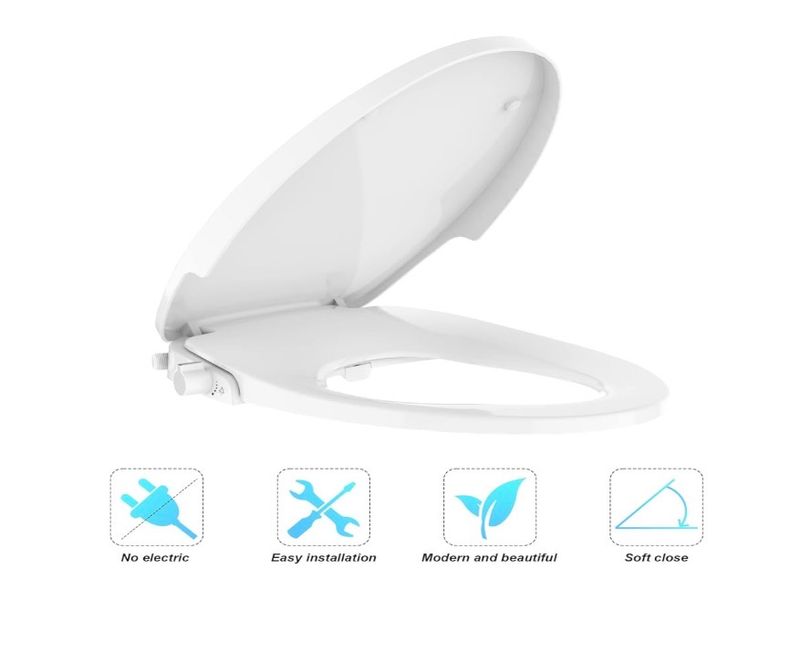 Bidet Toilet Seat Round Non-Electric, White