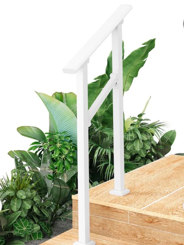 Hand Rails for Outdoor Steps- White/2 Steps