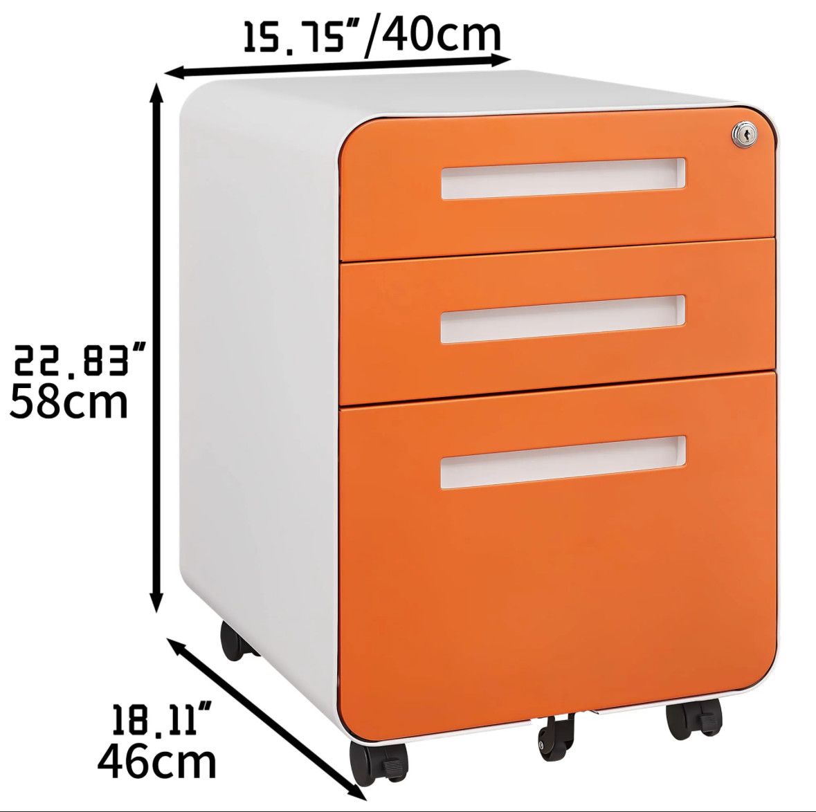 Three drawer metal locking file cabinet