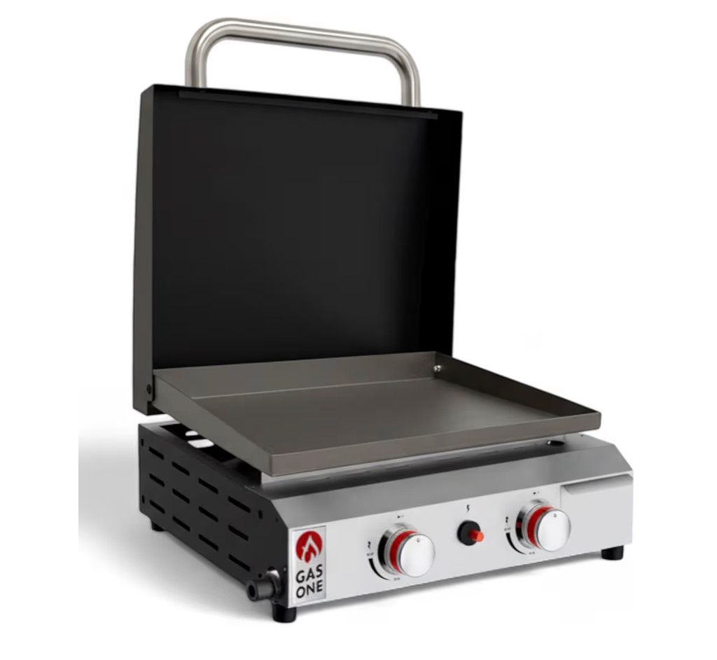 2 BURNER FLAT TOP GRILL WITH LID Table Top