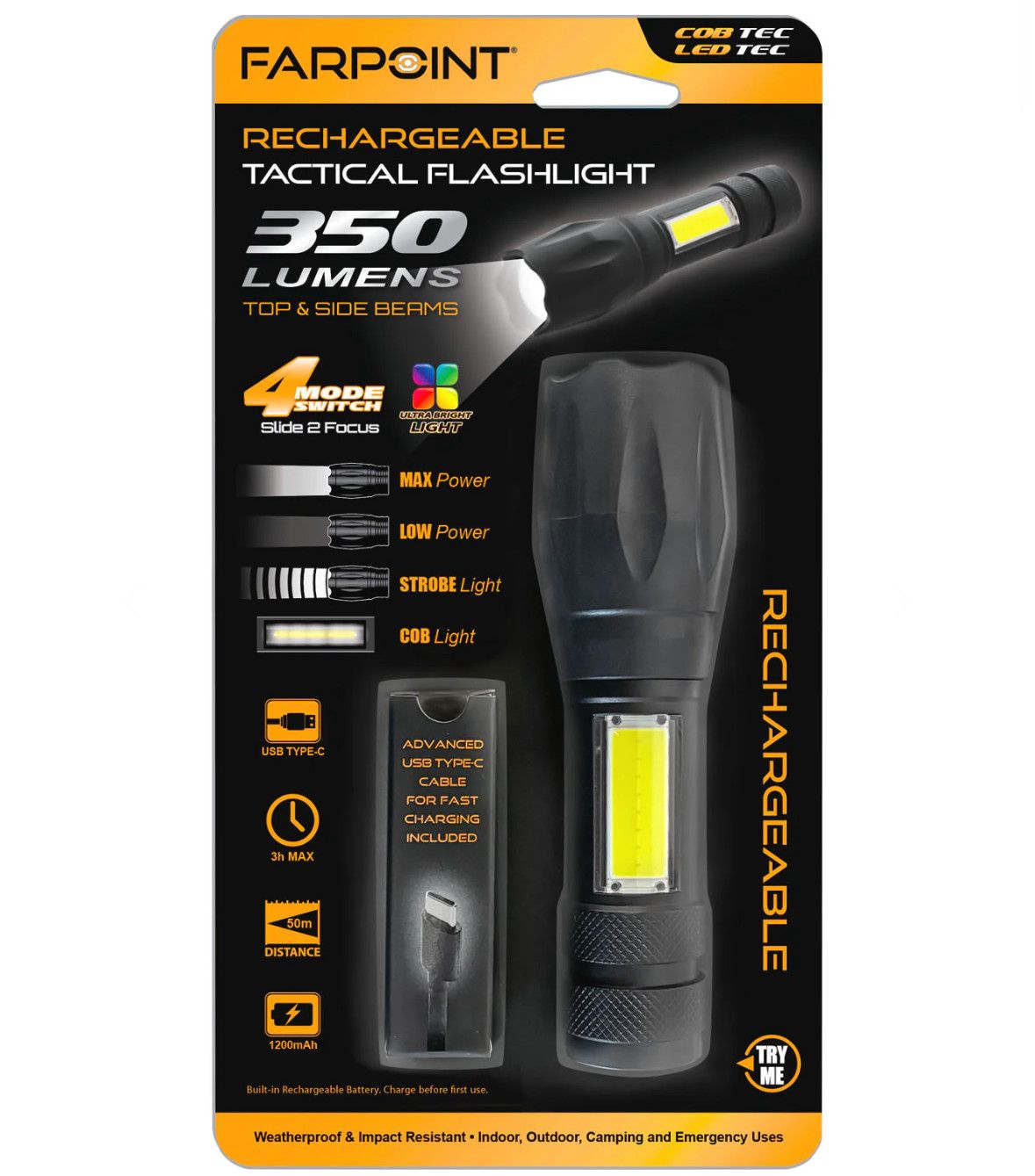 350Lm/300Lm Rechargeable Flashlight