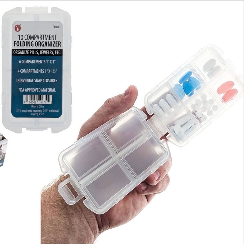 10 Compartment Folding Organizer(6Compartments 1"x1"/4 Compartments-1"x1/2")