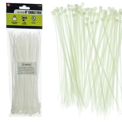 8"X3.6MM Cable Ties 100 Pcs in Bag - Natural Color (30 LBS)