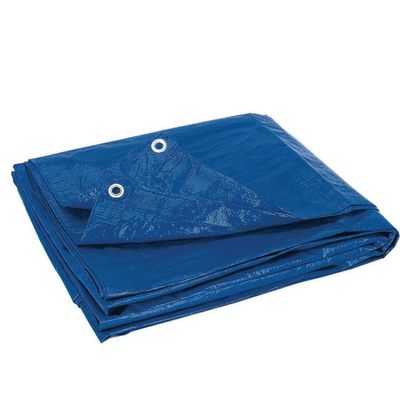 6'x8' Blue Tarp With 12 Metal Grommets, 50GSM Poly Woven Plastic