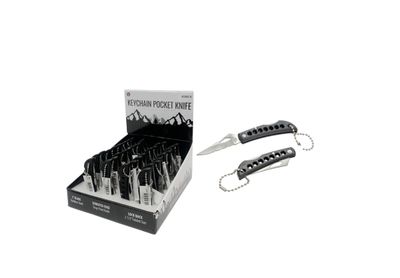 4-1/2" Black Mini Lock Back Pocket Knife With Ball Keychain